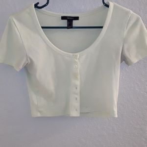 Yellow button crop top